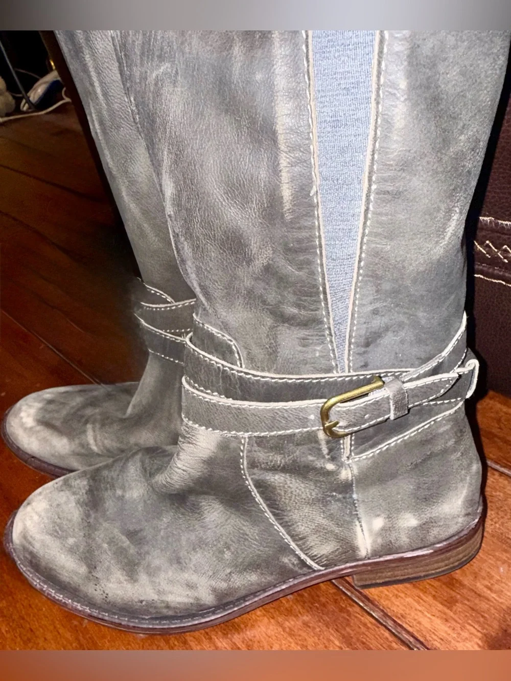 Lucky Brand Gray Over-the-Knee Faux-Leather Boots